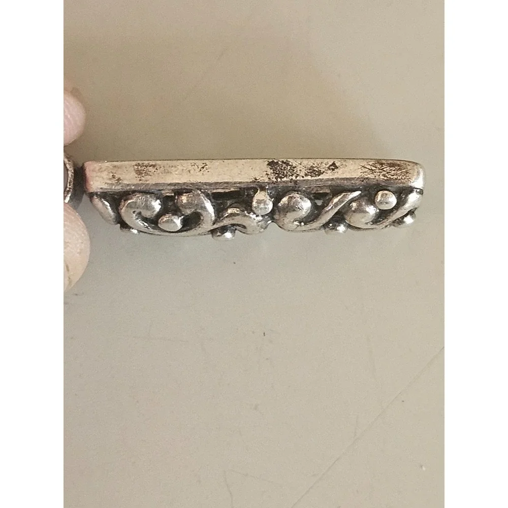 Vintage ATI Mexico 925 Sterling Silver Scrollwork Slider Bar Pendant 1.25